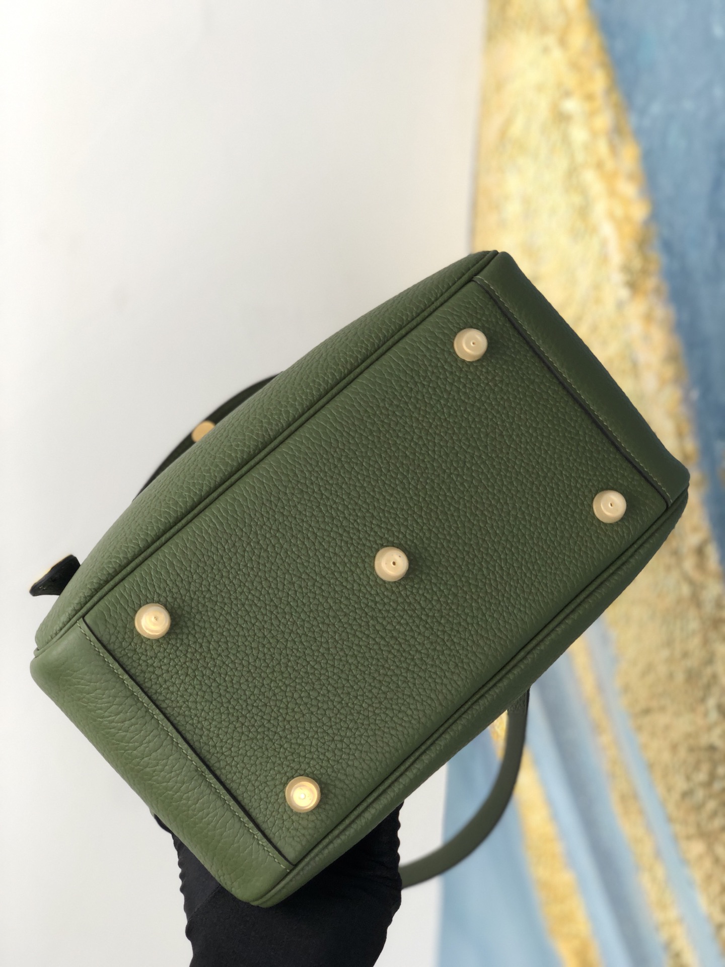 에르메스 린디백26 그린 금장 끌레망스 가죽